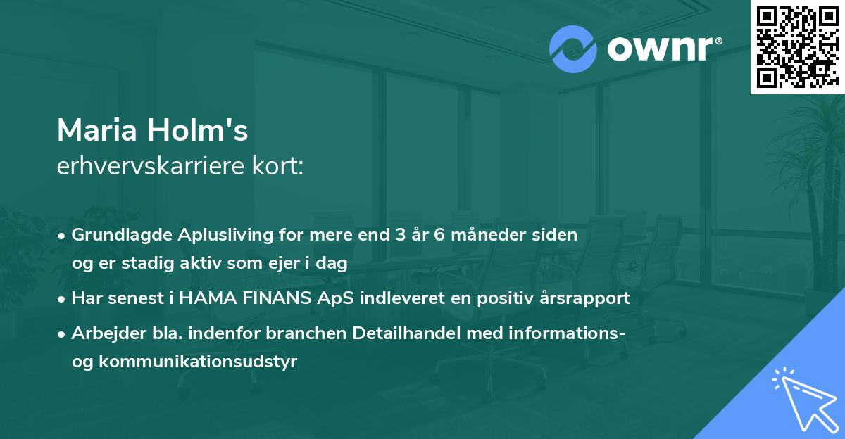 Maria Holm's erhvervskarriere kort
