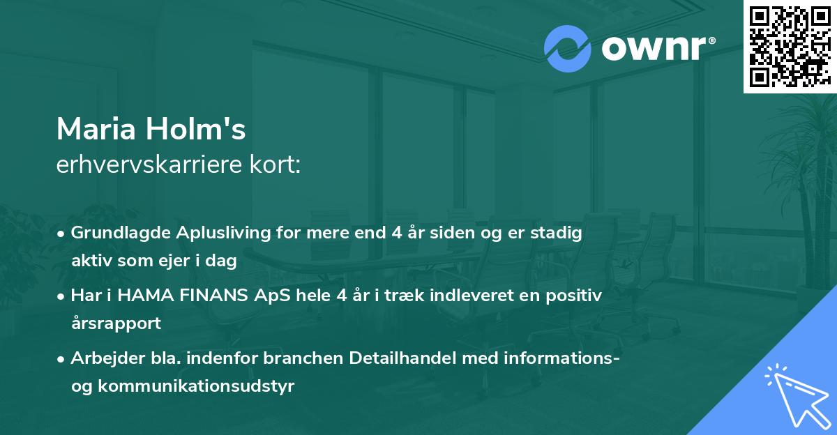 Maria Holm's erhvervskarriere kort