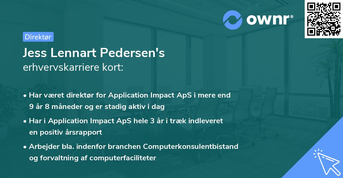 Jess Lennart Pedersen's erhvervskarriere kort