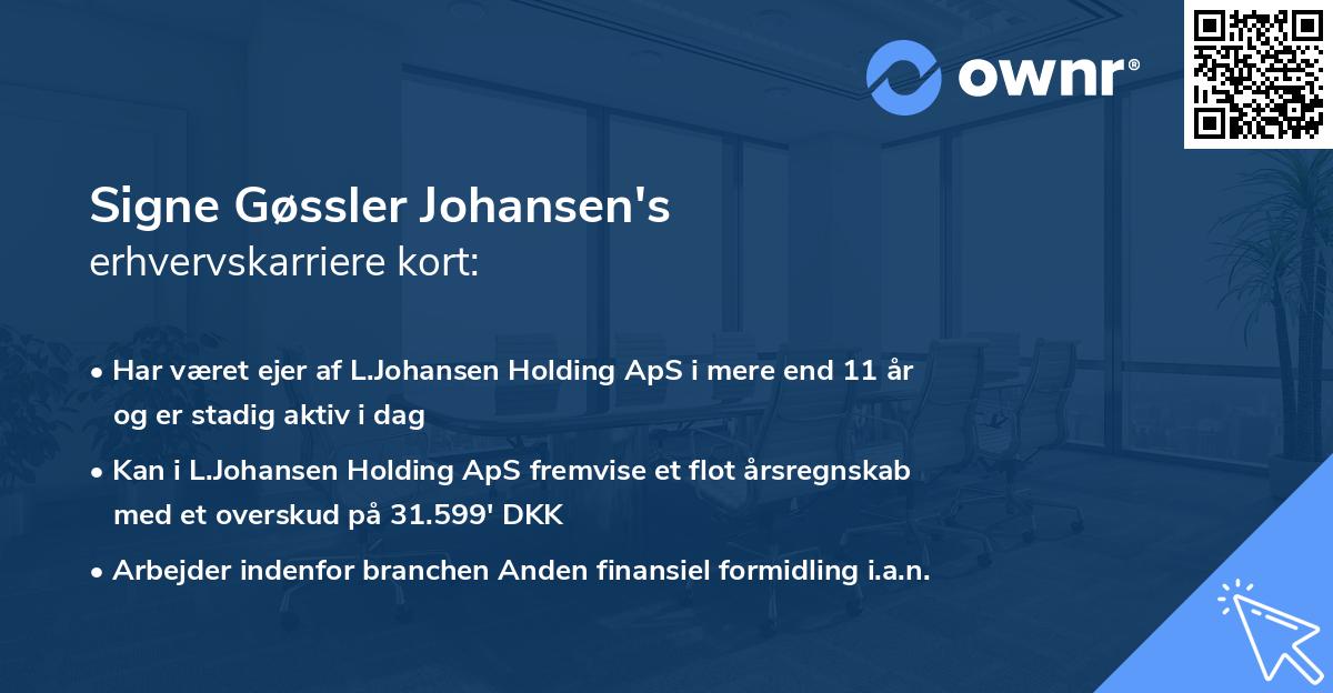 Signe Gøssler Johansen's erhvervskarriere kort