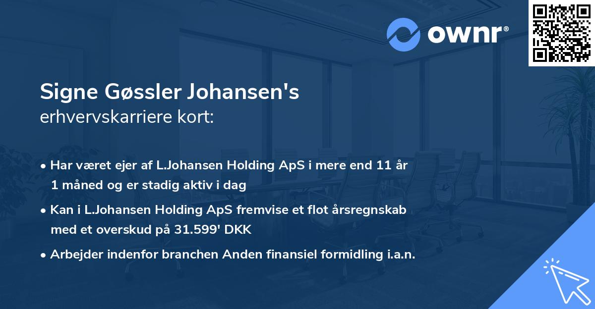 Signe Gøssler Johansen's erhvervskarriere kort