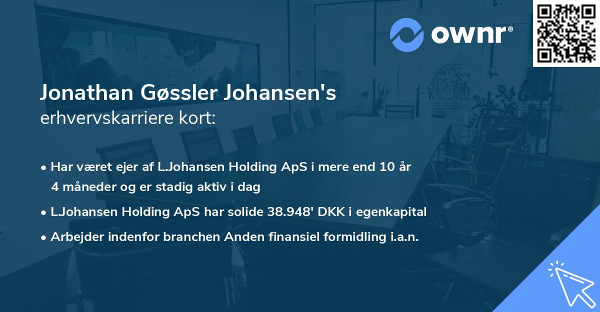 Jonathan Gøssler Johansen's erhvervskarriere kort