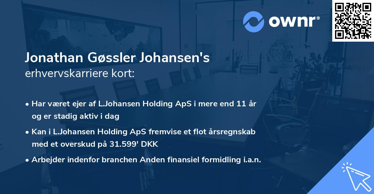 Jonathan Gøssler Johansen's erhvervskarriere kort