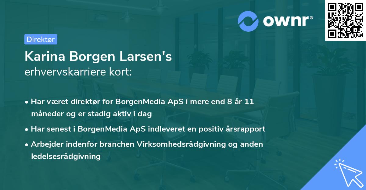Karina Borgen Larsen's erhvervskarriere kort