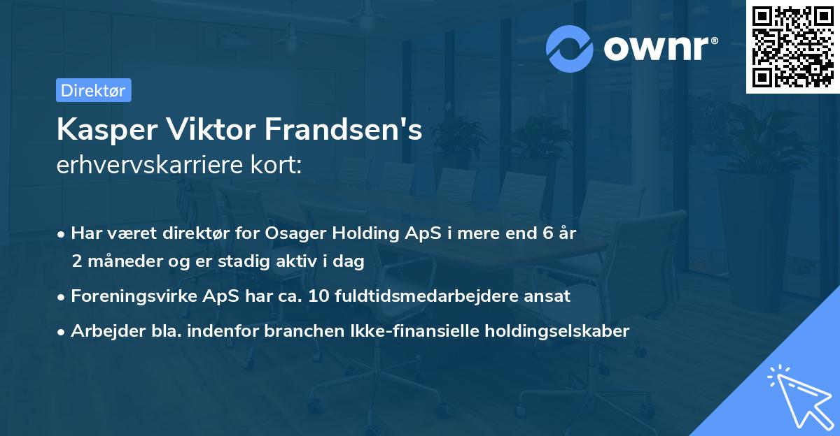 Kasper Viktor Frandsen's erhvervskarriere kort