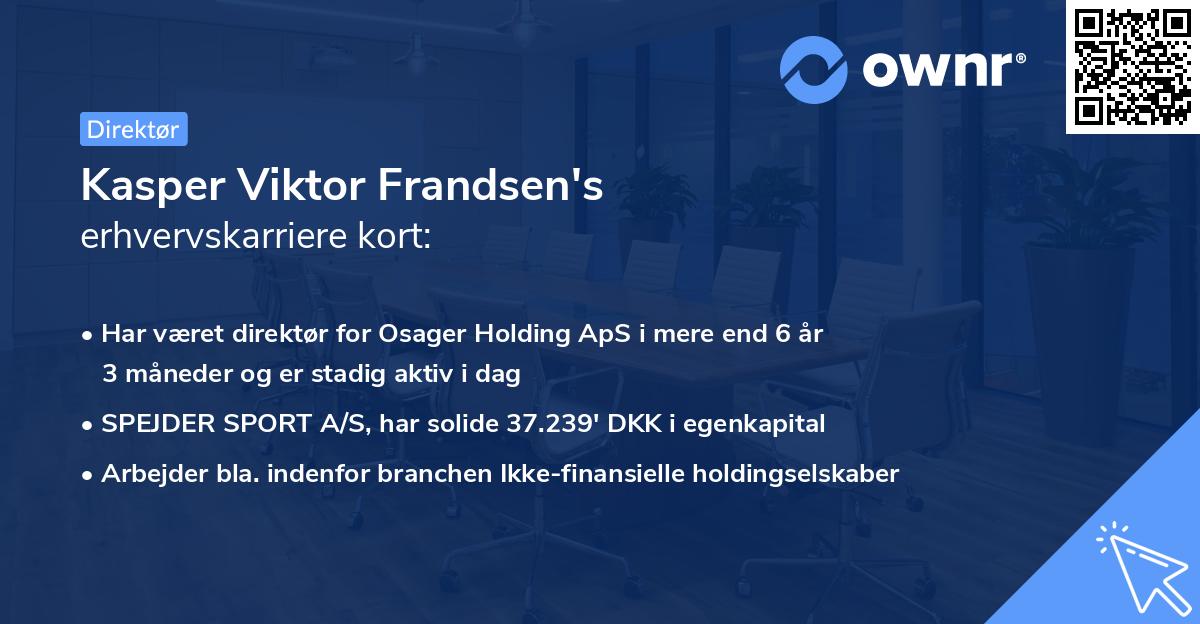 Kasper Viktor Frandsen's erhvervskarriere kort