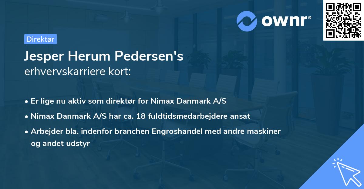 Jesper Herum Pedersen's erhvervskarriere kort