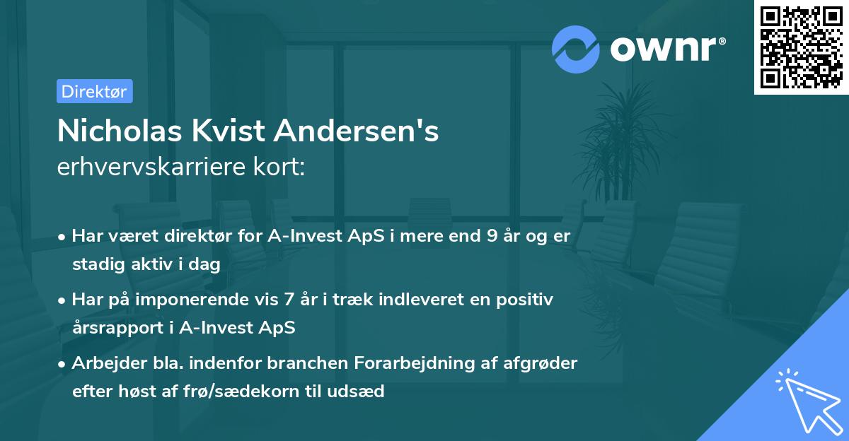 Nicholas Kvist Andersen's erhvervskarriere kort