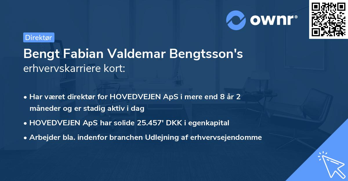Bengt Fabian Valdemar Bengtsson's erhvervskarriere kort