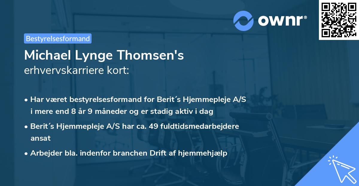 Michael Lynge Thomsen's erhvervskarriere kort