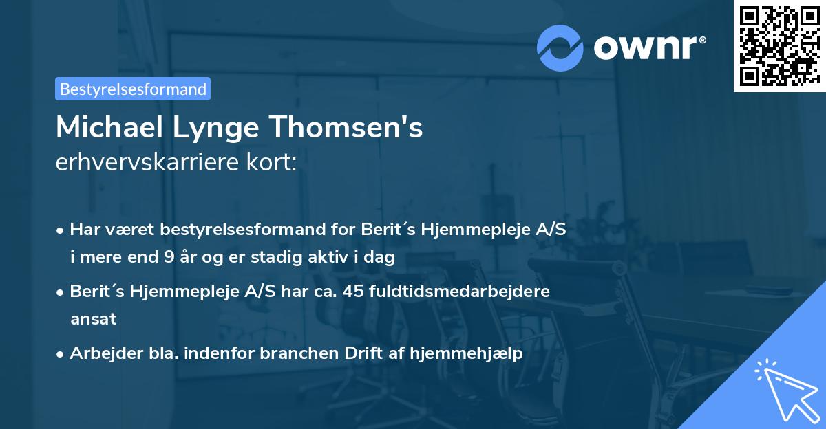 Michael Lynge Thomsen's erhvervskarriere kort
