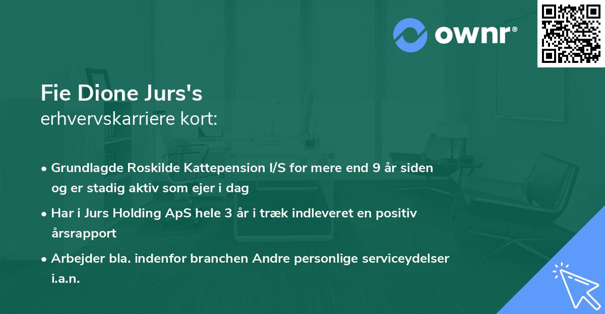 Fie Dione Jurs's erhvervskarriere kort