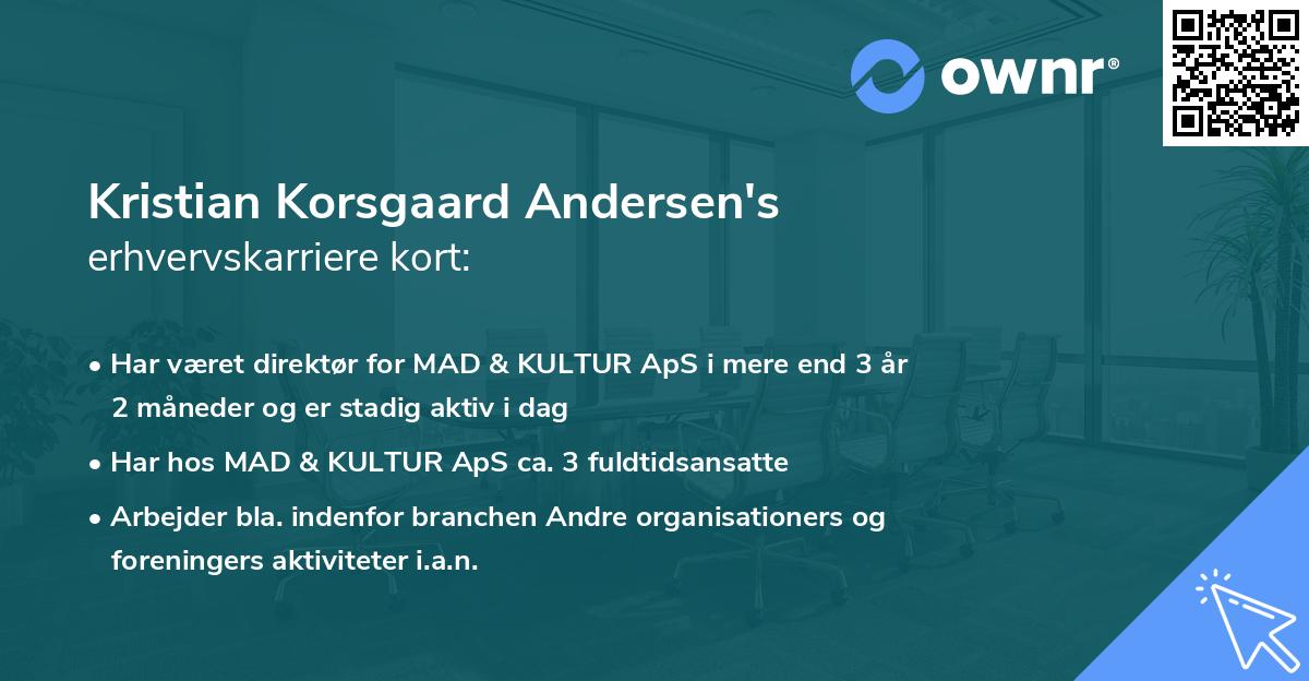 Kristian Korsgaard Andersen's erhvervskarriere kort