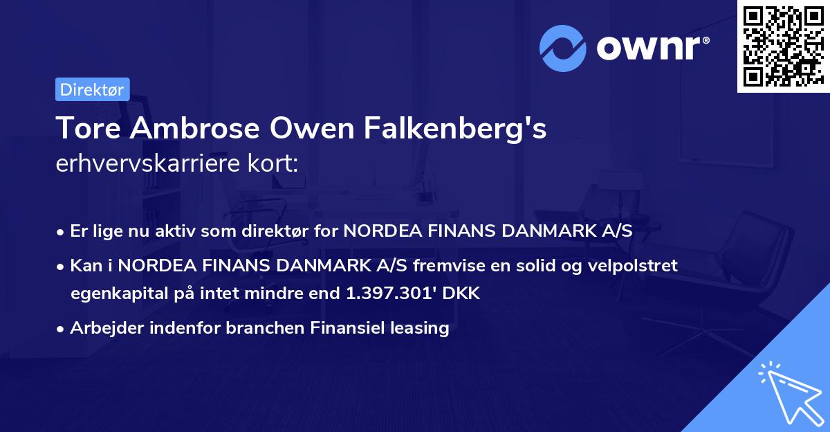 Tore Ambrose Owen Falkenberg's erhvervskarriere kort