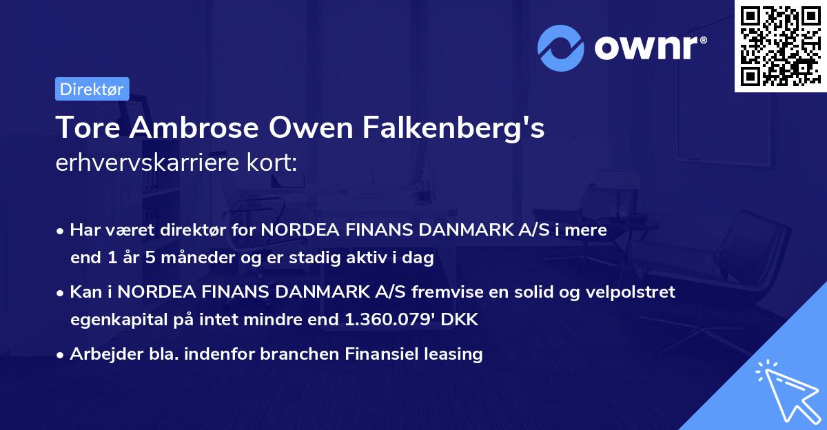 Tore Ambrose Owen Falkenberg's erhvervskarriere kort