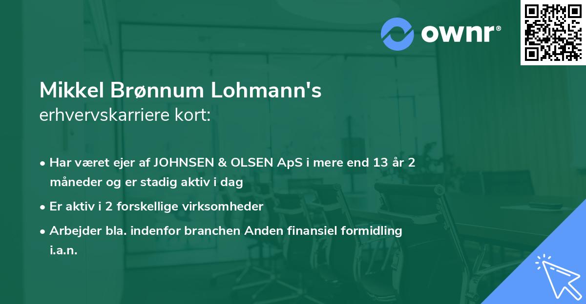 Mikkel Brønnum Lohmann's erhvervskarriere kort