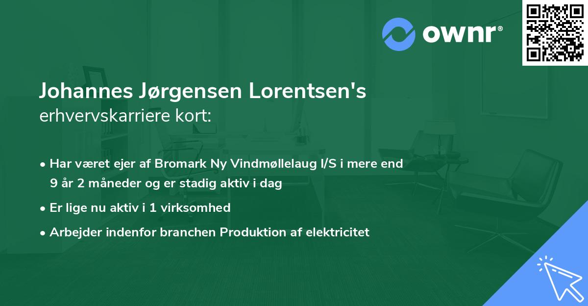 Johannes Jørgensen Lorentsen's erhvervskarriere kort