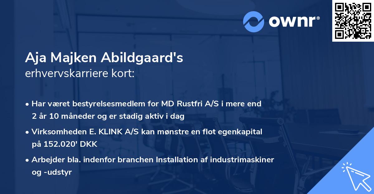 Aja Majken Abildgaard's erhvervskarriere kort