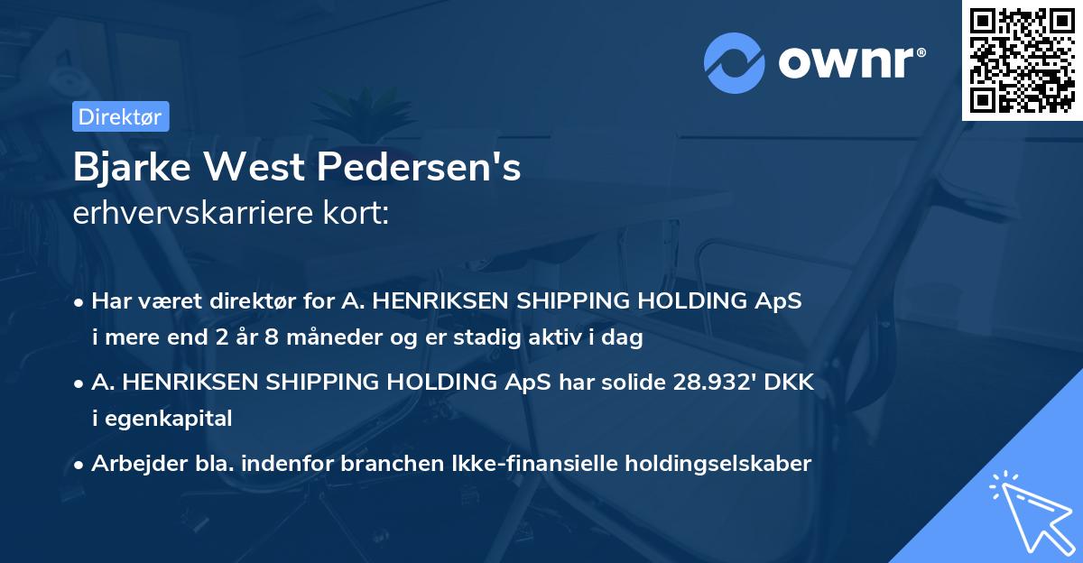 Bjarke West Pedersen's erhvervskarriere kort