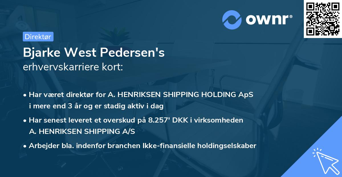 Bjarke West Pedersen's erhvervskarriere kort