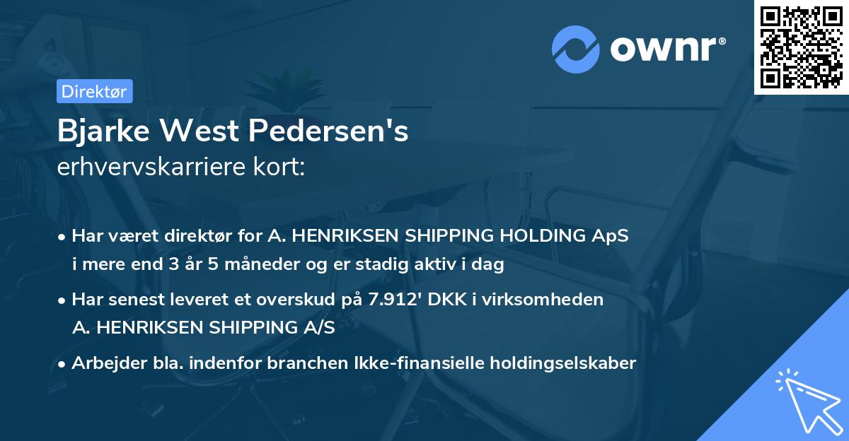 Bjarke West Pedersen's erhvervskarriere kort
