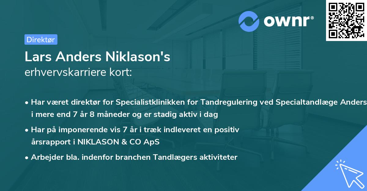Lars Anders Niklason's erhvervskarriere kort