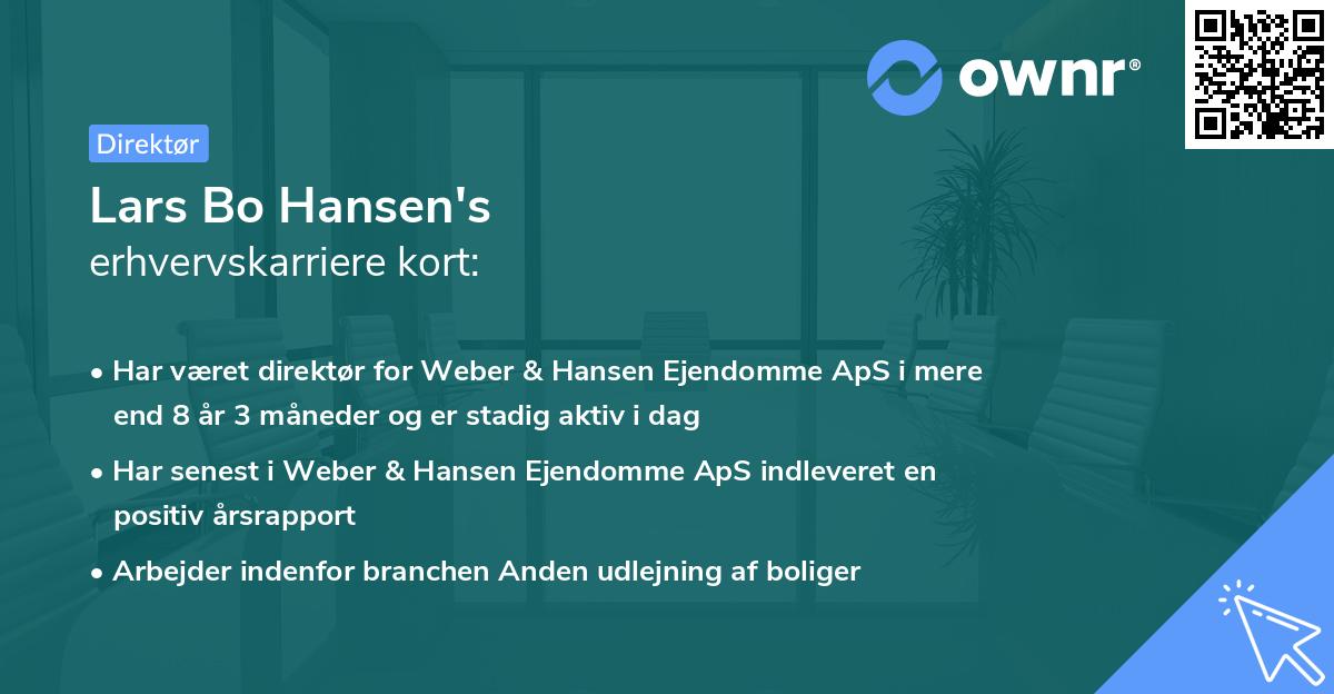 Lars Bo Hansen's erhvervskarriere kort