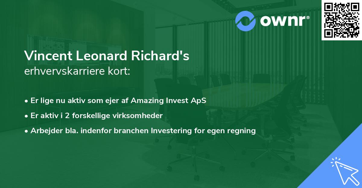 Vincent Leonard Richard's erhvervskarriere kort