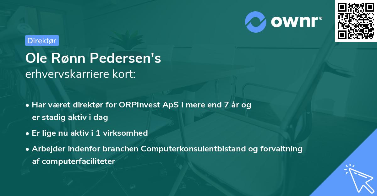 Ole Rønn Pedersen's erhvervskarriere kort