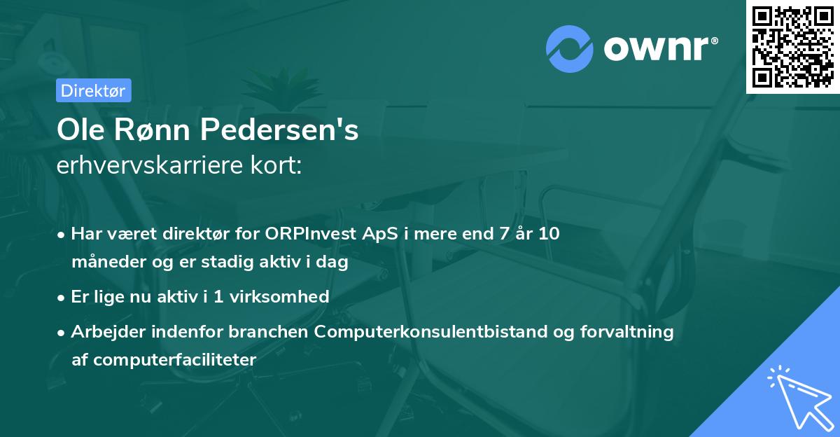 Ole Rønn Pedersen's erhvervskarriere kort