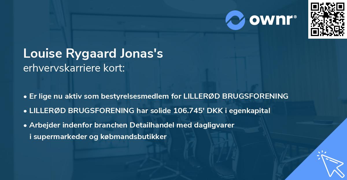 Louise Rygaard Jonas's erhvervskarriere kort