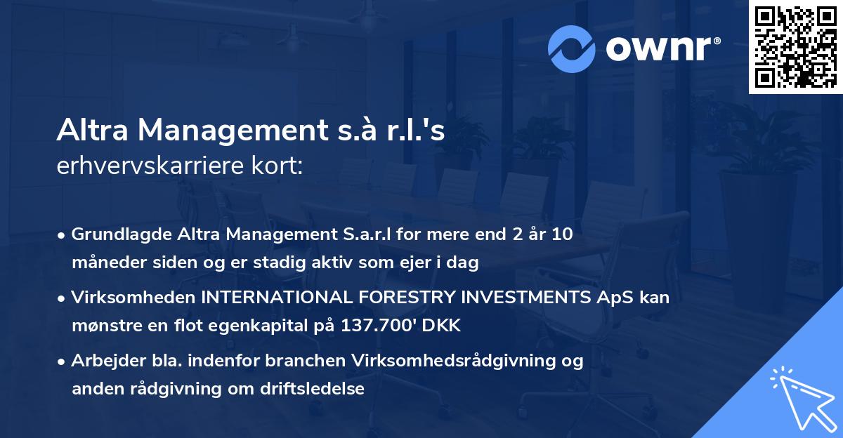 Altra Management s.à r.l.'s erhvervskarriere kort