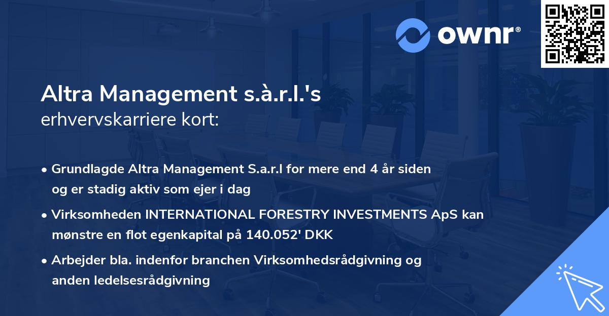 Altra Management s.à.r.l.'s erhvervskarriere kort