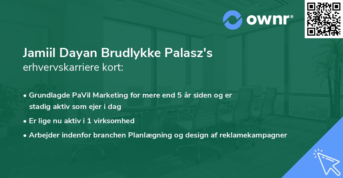 Jamiil Dayan Brudlykke Palasz's erhvervskarriere kort