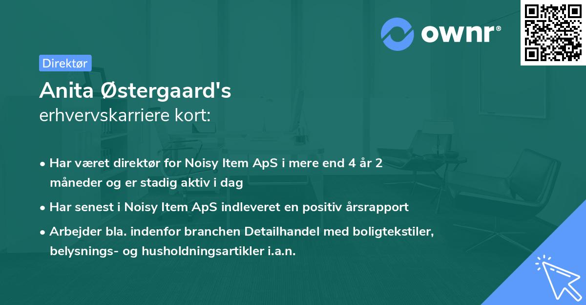 Anita Østergaard's erhvervskarriere kort