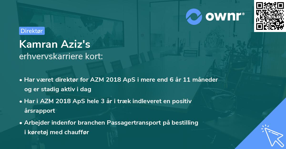 Kamran Aziz's erhvervskarriere kort