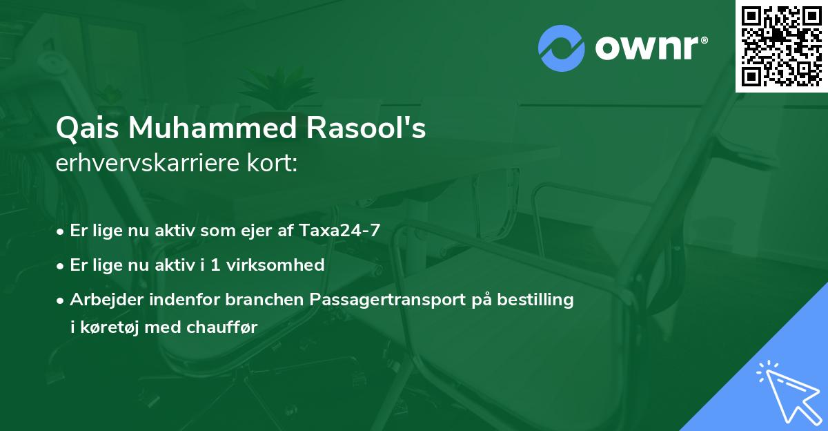 Qais Muhammed Rasool's erhvervskarriere kort
