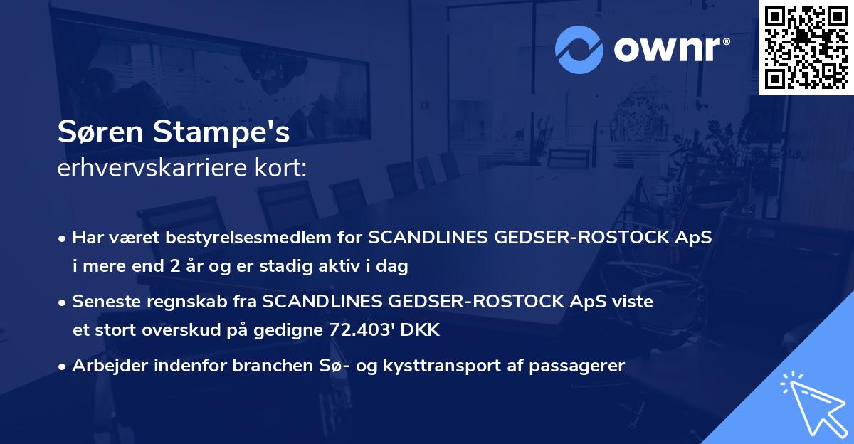 Søren Stampe's erhvervskarriere kort