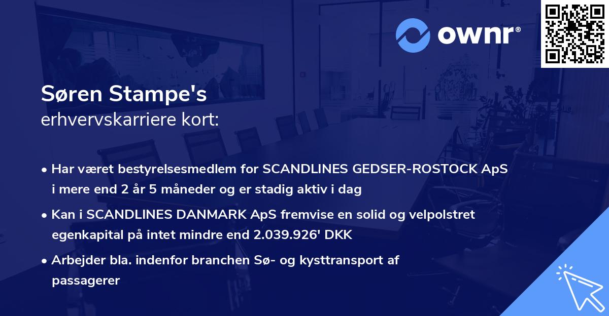 Søren Stampe's erhvervskarriere kort