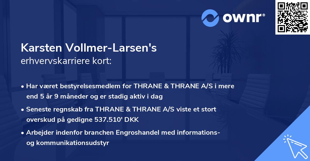 Karsten Vollmer-Larsen's erhvervskarriere kort