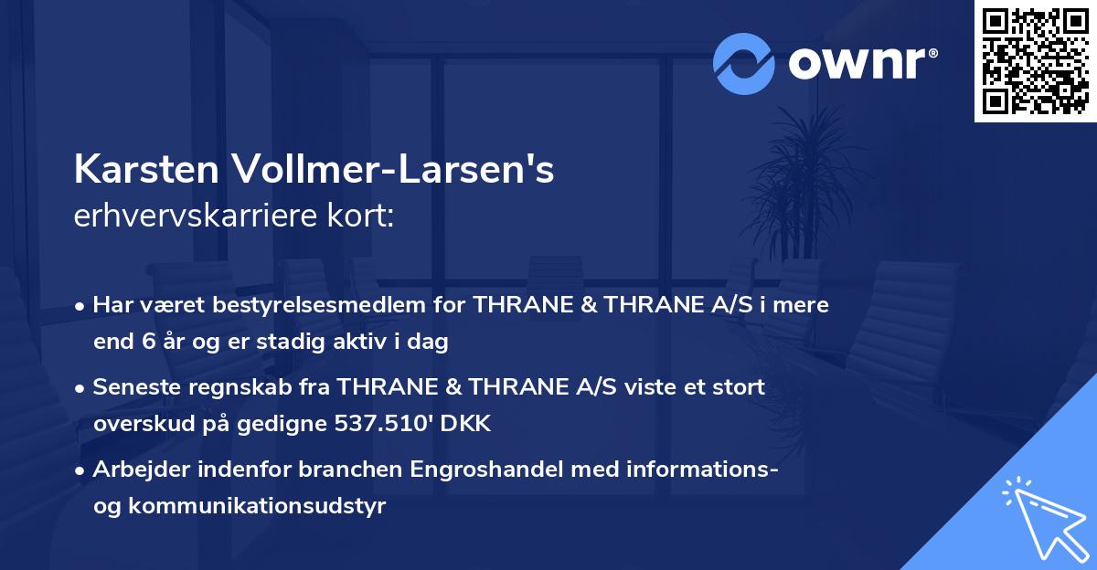 Karsten Vollmer-Larsen's erhvervskarriere kort