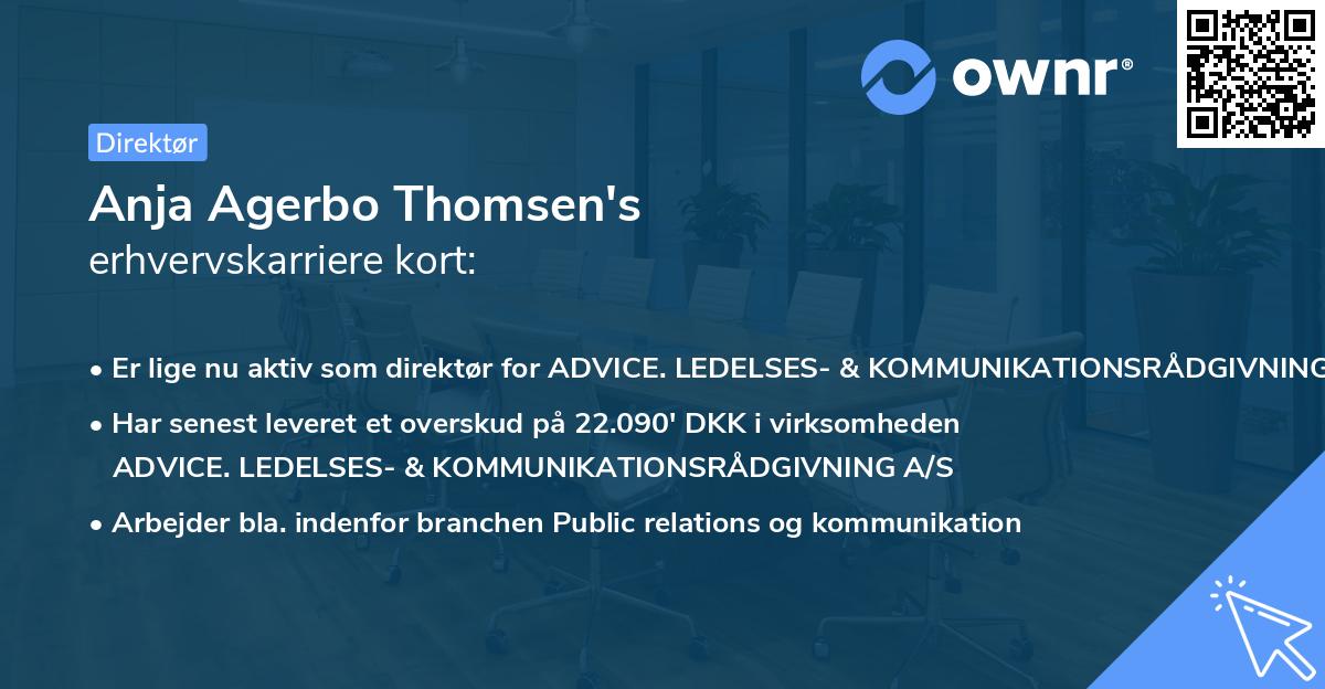 Anja Agerbo Thomsen's erhvervskarriere kort