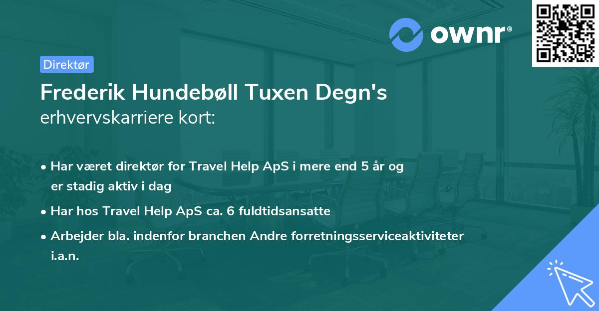 Frederik Hundebøll Tuxen Degn's erhvervskarriere kort