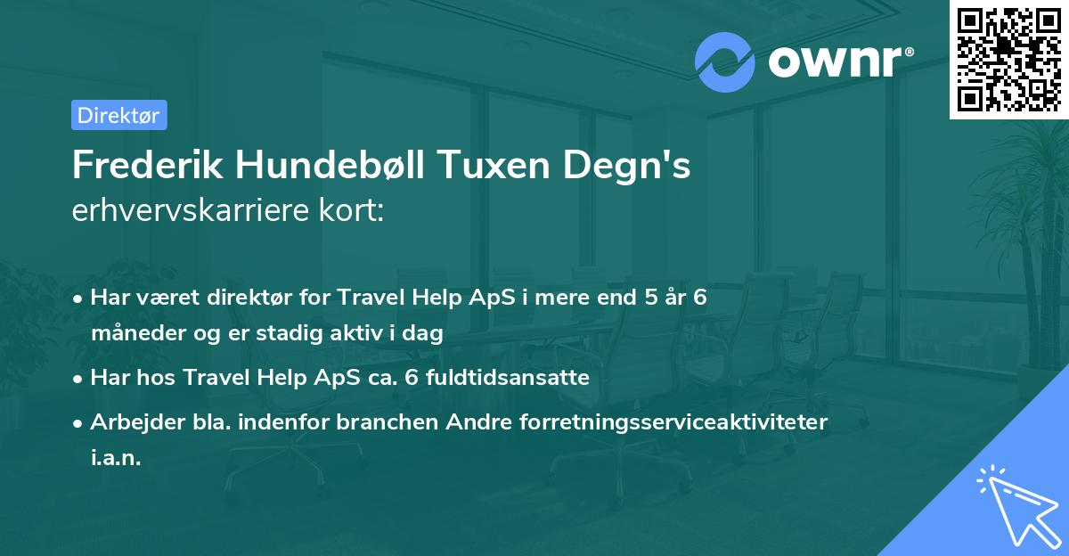 Frederik Hundebøll Tuxen Degn's erhvervskarriere kort