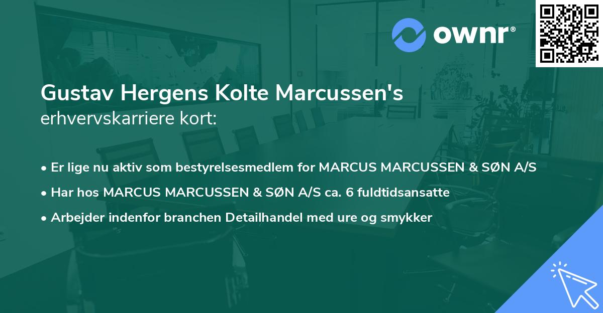 Gustav Hergens Kolte Marcussen's erhvervskarriere kort