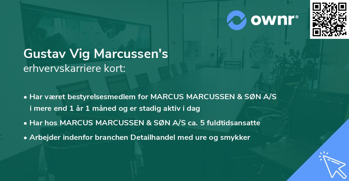 Gustav Vig Marcussen's erhvervskarriere kort