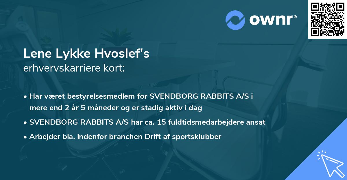 Lene Lykke Hvoslef's erhvervskarriere kort