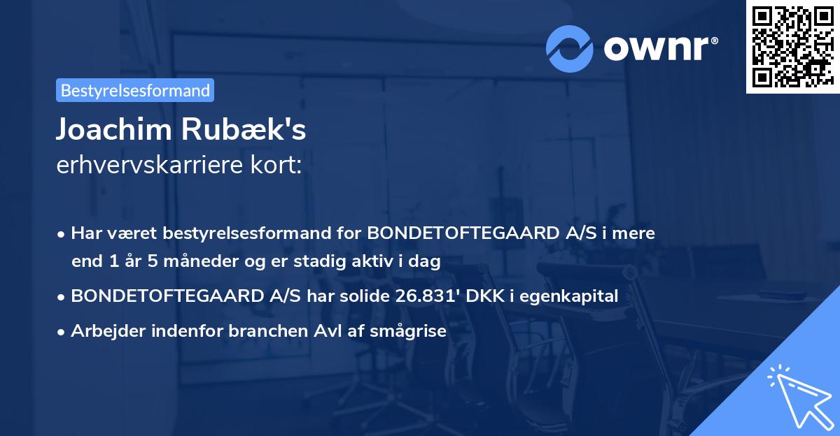 Joachim Rubæk's erhvervskarriere kort