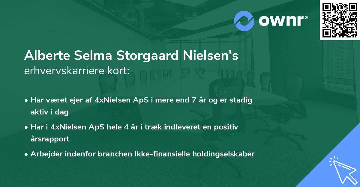 Alberte Selma Storgaard Nielsen's erhvervskarriere kort