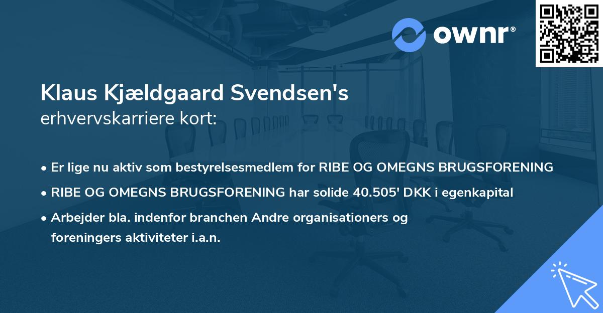 Klaus Kjældgaard Svendsen's erhvervskarriere kort